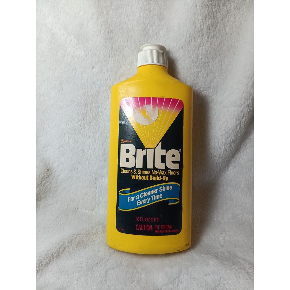 Vintage 1982 Brite Floor Shine Cleaner 16 Fl Oz SC Johnson Garage Prop VTG